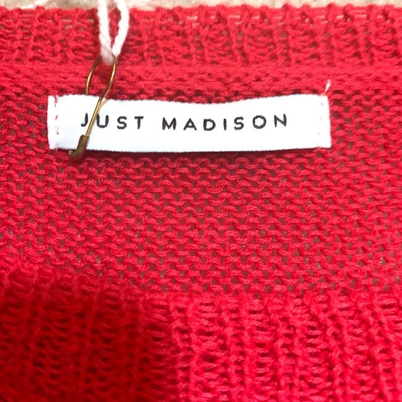 Just Madison Lightweight Red Knit Linen Blend Sweater Women Medium - Picture 6 of 6